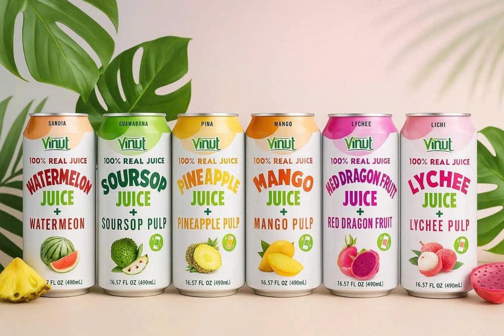 Range of real-fruit juices with pulp