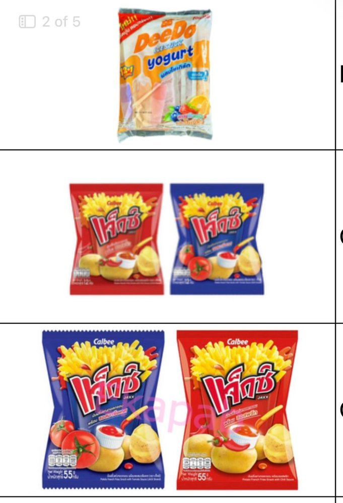 Potato snacks and packaged treats